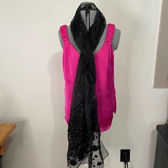 Worthington Black Sheer Sequined Scarf Wrap Pashmina New Old Stock - Picture 1 of 5